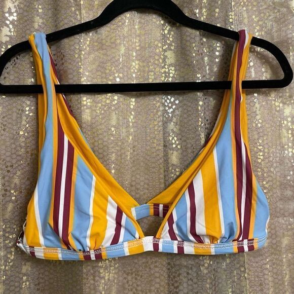 VENUS yellow stripe reversible bikini top, M - Picture 1 of 4